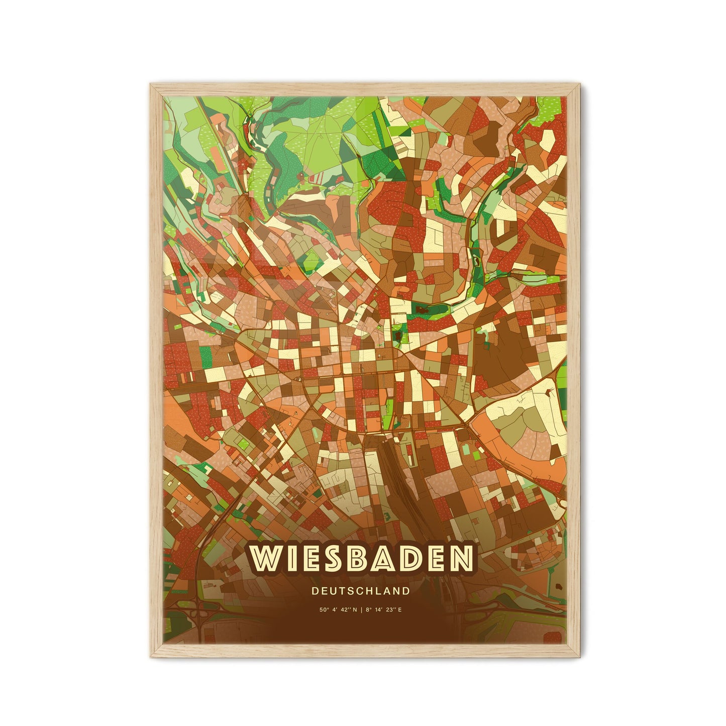 Colorful Wiesbaden Germany Fine Art Map Farmhouse