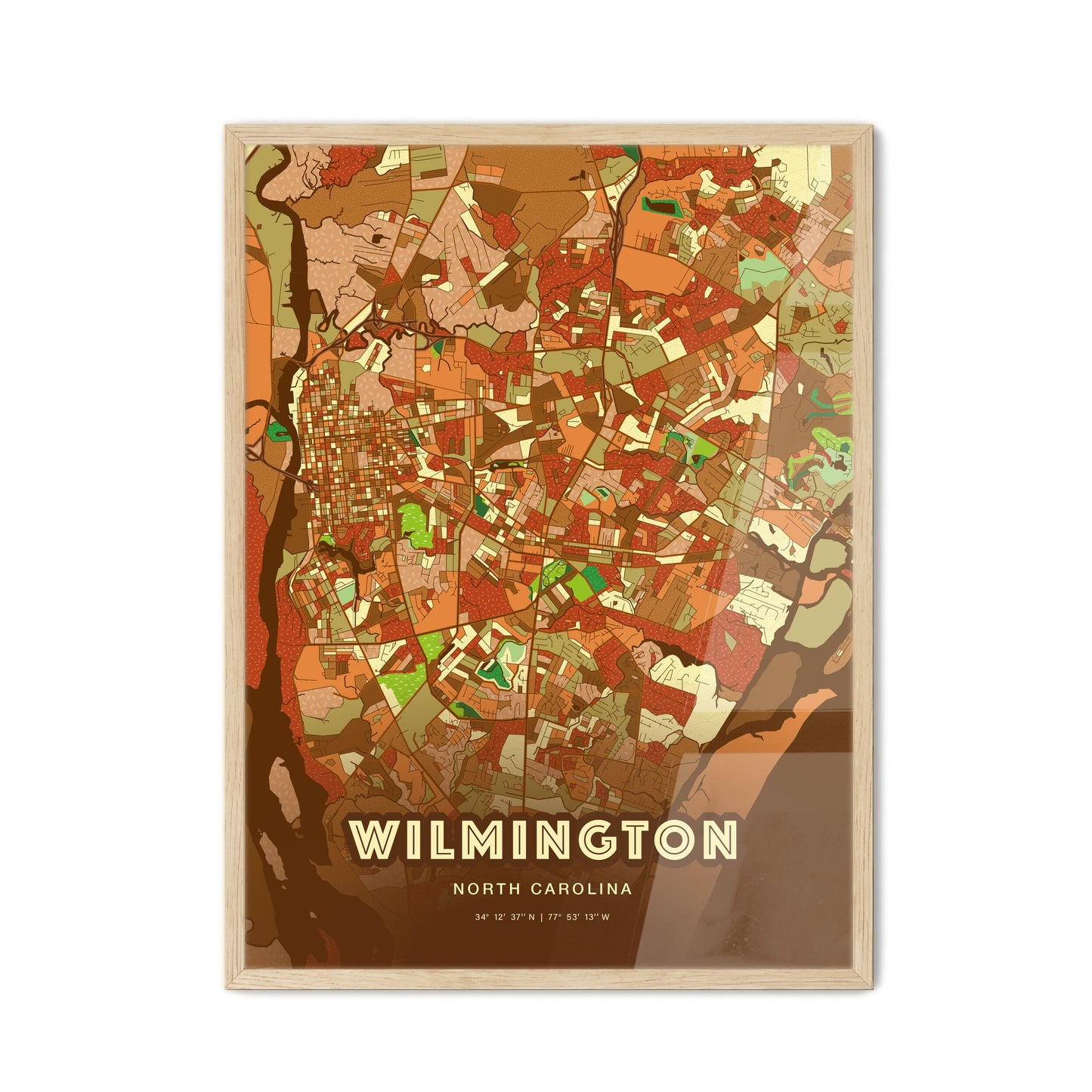 Colorful Wilmington North Carolina Fine Art Map Farmhouse
