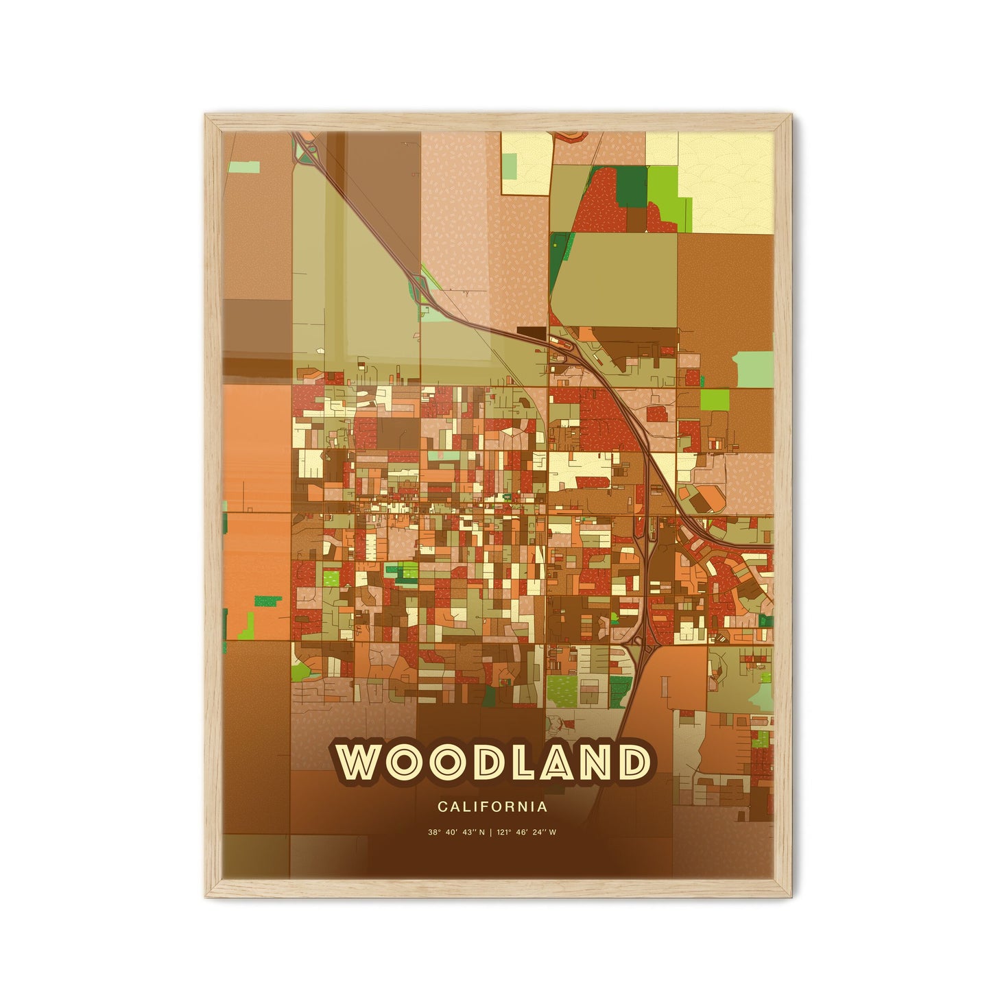 Colorful Woodland California Fine Art Map Farmhouse