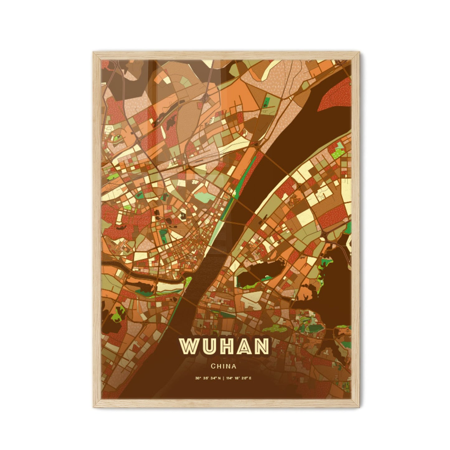 Colorful Wuhan China Fine Art Map Farmhouse
