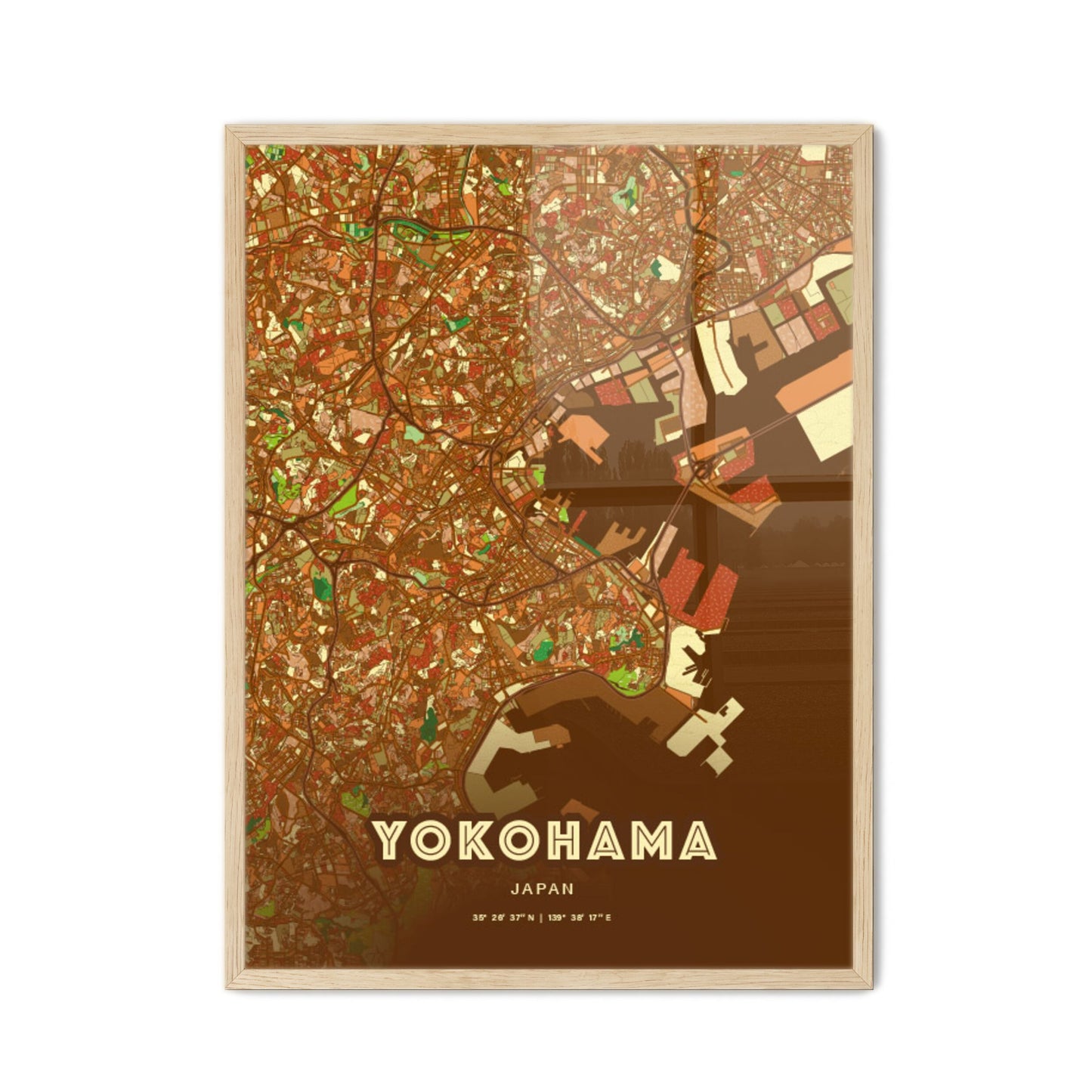 Colorful Yokohama Japan Fine Art Map Farmhouse