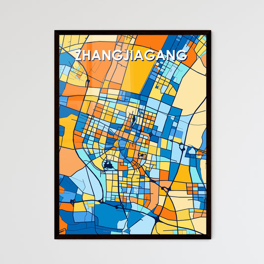 ZHANGJIAGANG CHINA Vibrant Colorful Art Map Poster Blue Orange