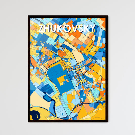 ZHUKOVSKY RUSSIA Vibrant Colorful Art Map Poster Blue Orange