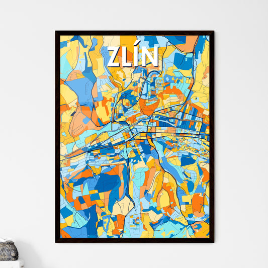 ZLÍN CZECHIA Vibrant Colorful Art Map Poster Blue Orange