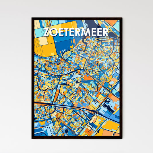 ZOETERMEER NETHERLANDS Vibrant Colorful Art Map Poster Blue Orange