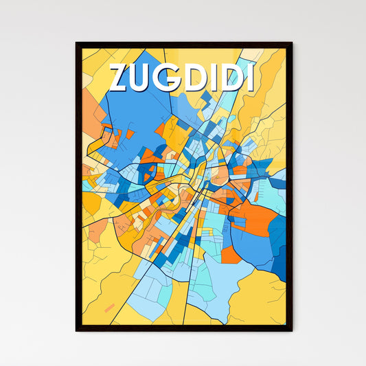 ZUGDIDI GEORGIA Vibrant Colorful Art Map Poster Blue Orange
