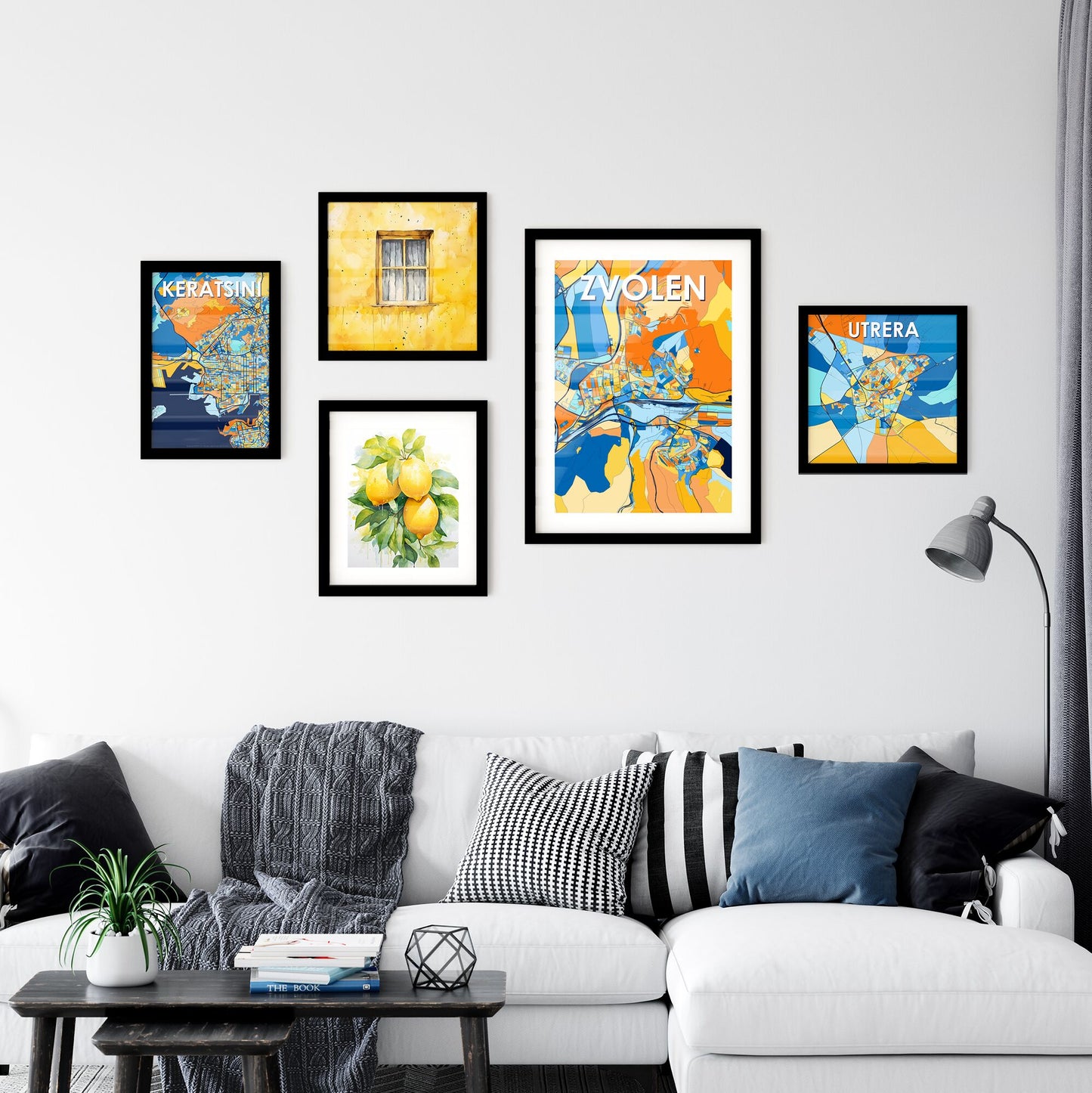 ZVOLEN SLOVAKIA Vibrant Colorful Art Map Poster Blue Orange