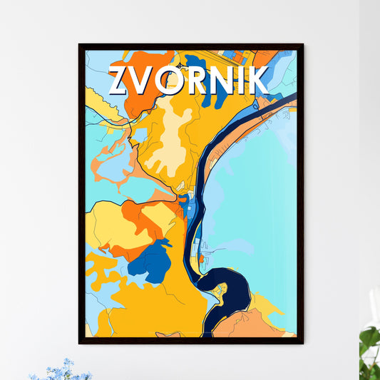 ZVORNIK BOSNIA AND HERZEGOVINA Vibrant Colorful Art Map Poster Blue Orange