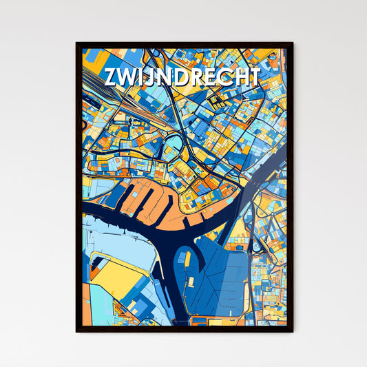 ZWIJNDRECHT NETHERLANDS Vibrant Colorful Art Map Poster Blue Orange