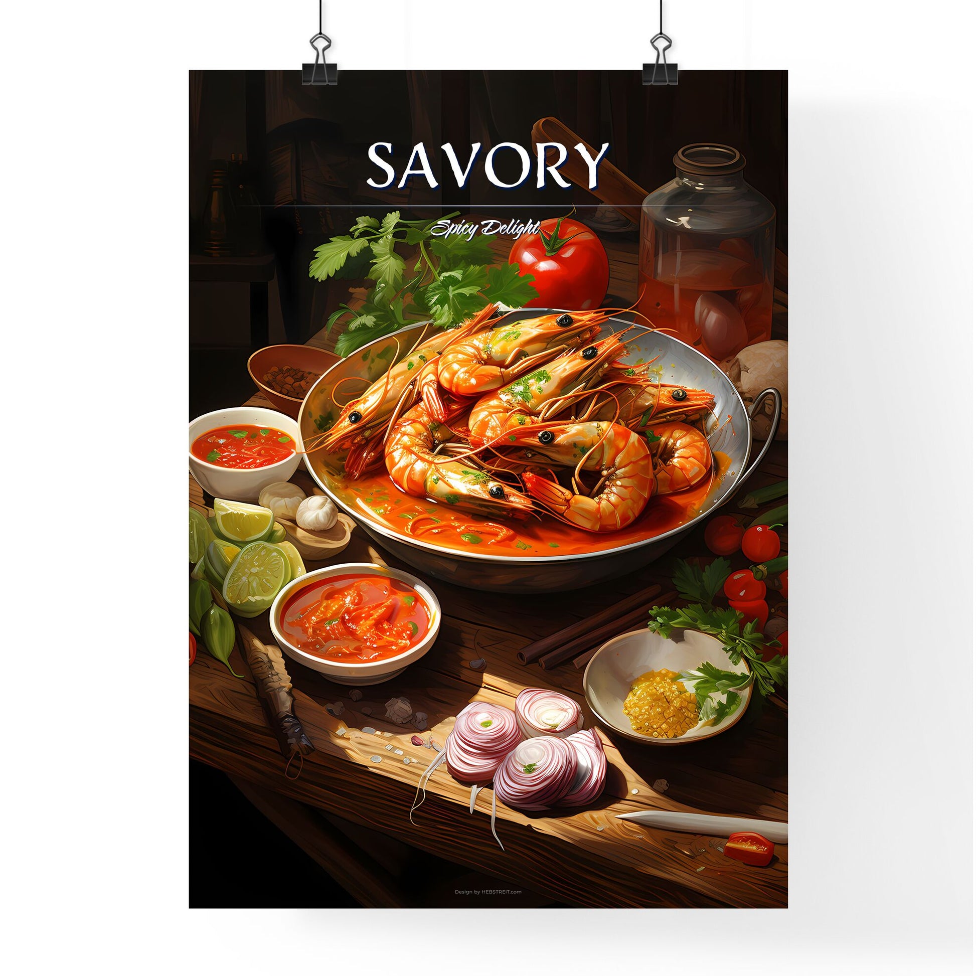 A Malaysian Traditional Curry Prawn - A Bowl Of Shrimp And Vegetables On A Table Default Title