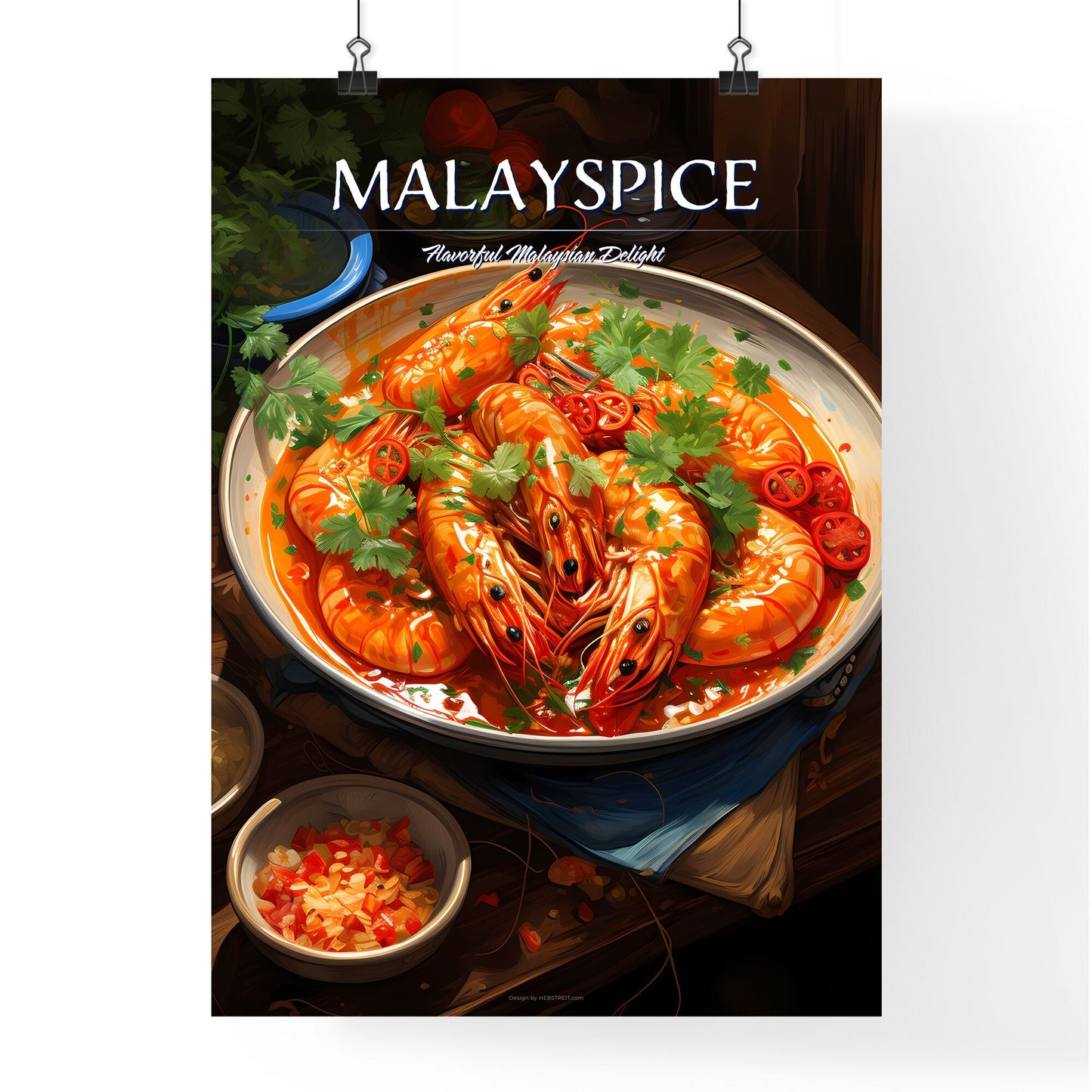 A Malaysian Traditional Curry Prawn - A Bowl Of Shrimp With Cilantro And Tomatoes Default Title