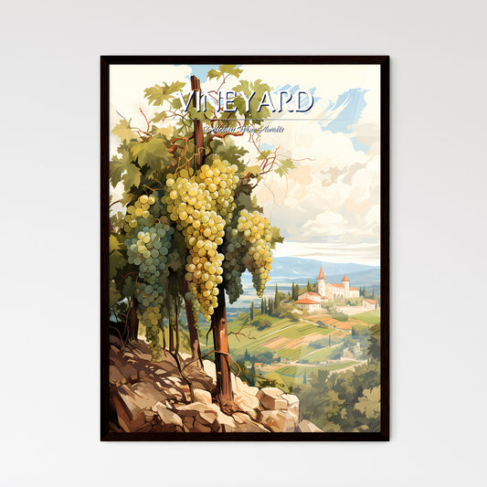 A Painting Of A Vineyard With A Castle In The Background Default Title
