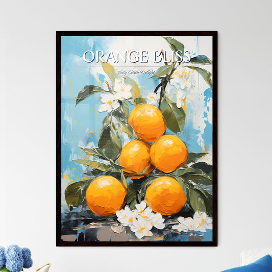 A Painting Of Oranges On A Branch With White Flowers Default Title