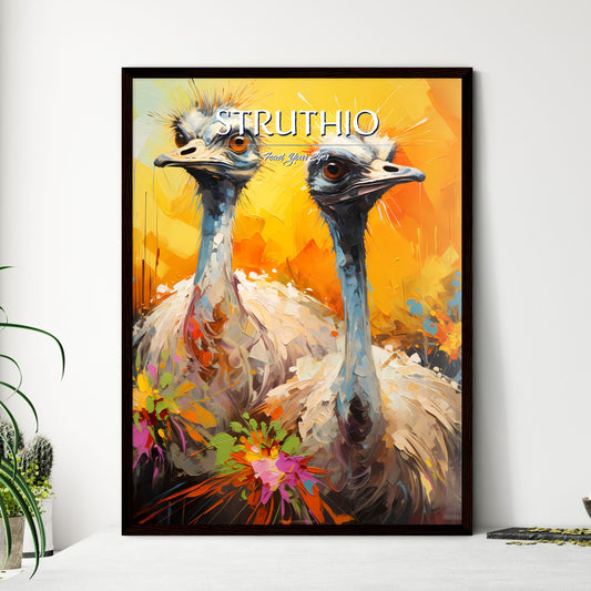 A Pair Of Ostrich In Africa - A Painting Of Two Ostriches Default Title