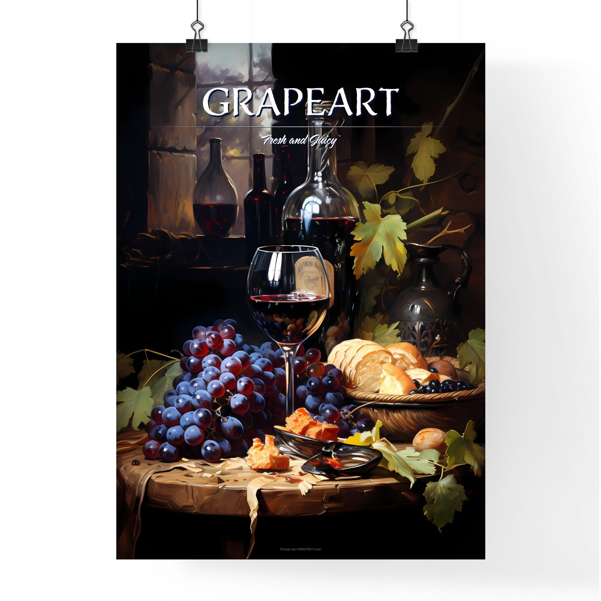 A Still Life Composition With Grape And Wine - A Glass Of Wine And Grapes On A Table Default Title