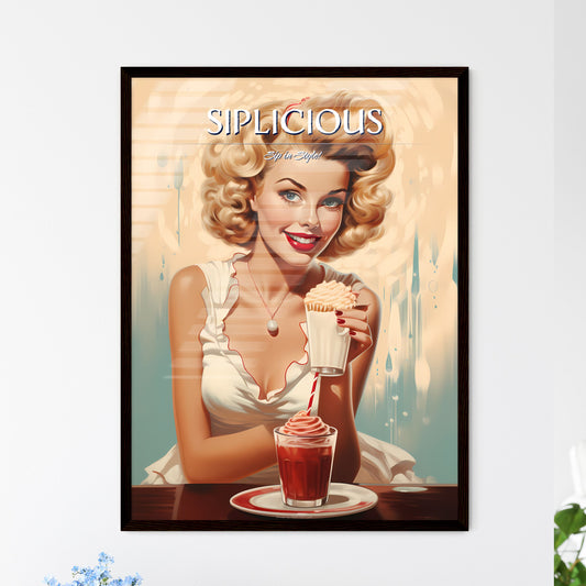 A Woman Holding A Drink And A Cup Of Milkshake Art Print Default Title