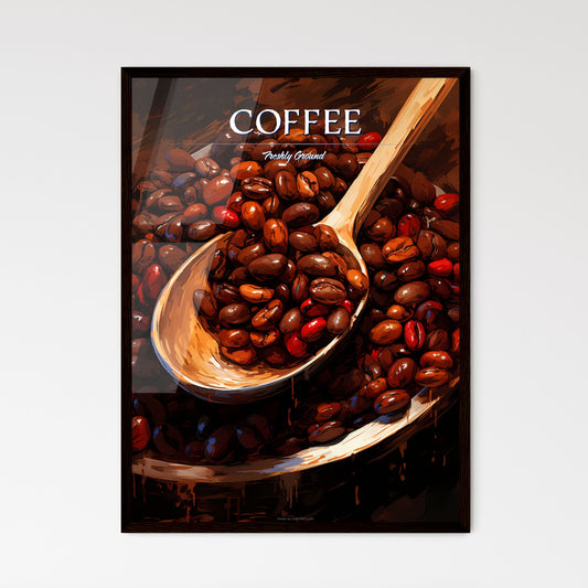 Closeup Of Coffee Beans With Scoop In Mood Lighting - A Bowl Of Beans With A Wooden Spoon Default Title