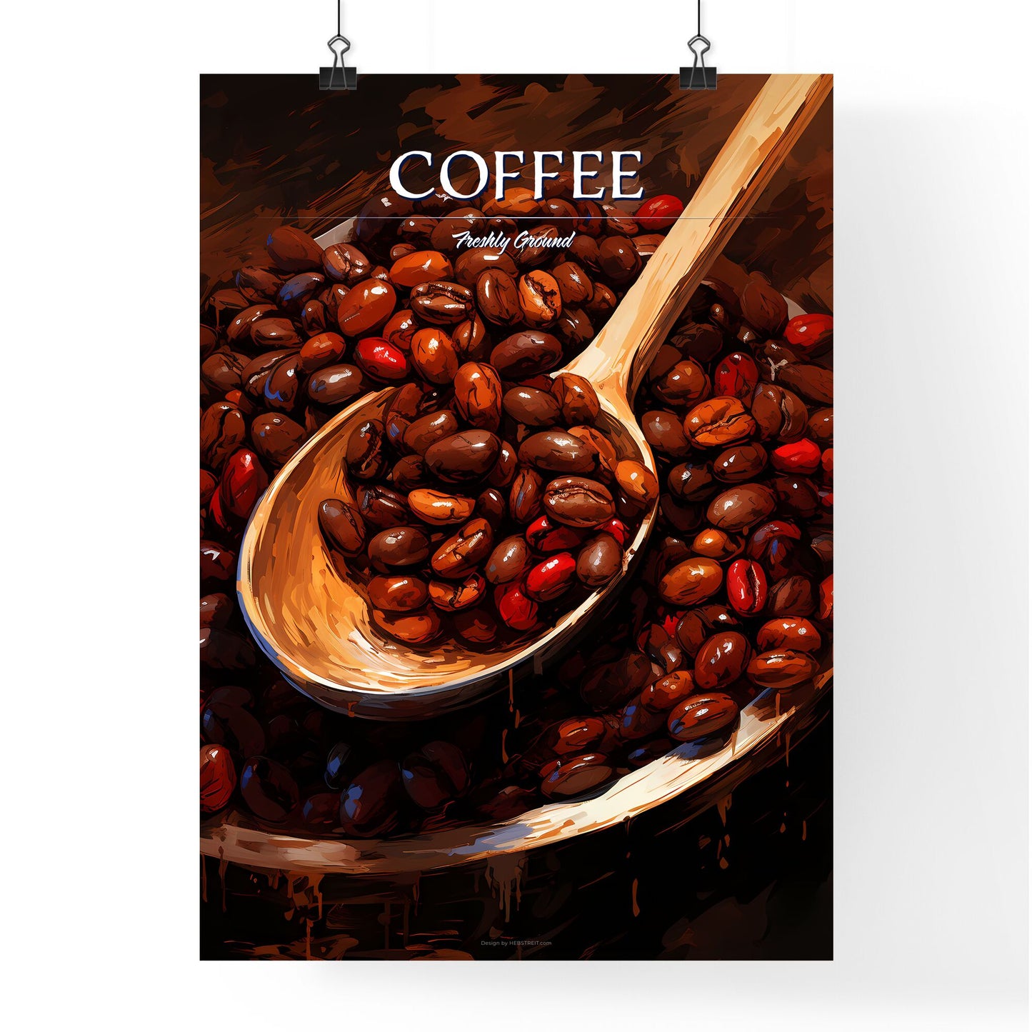 Closeup Of Coffee Beans With Scoop In Mood Lighting - A Bowl Of Beans With A Wooden Spoon Default Title