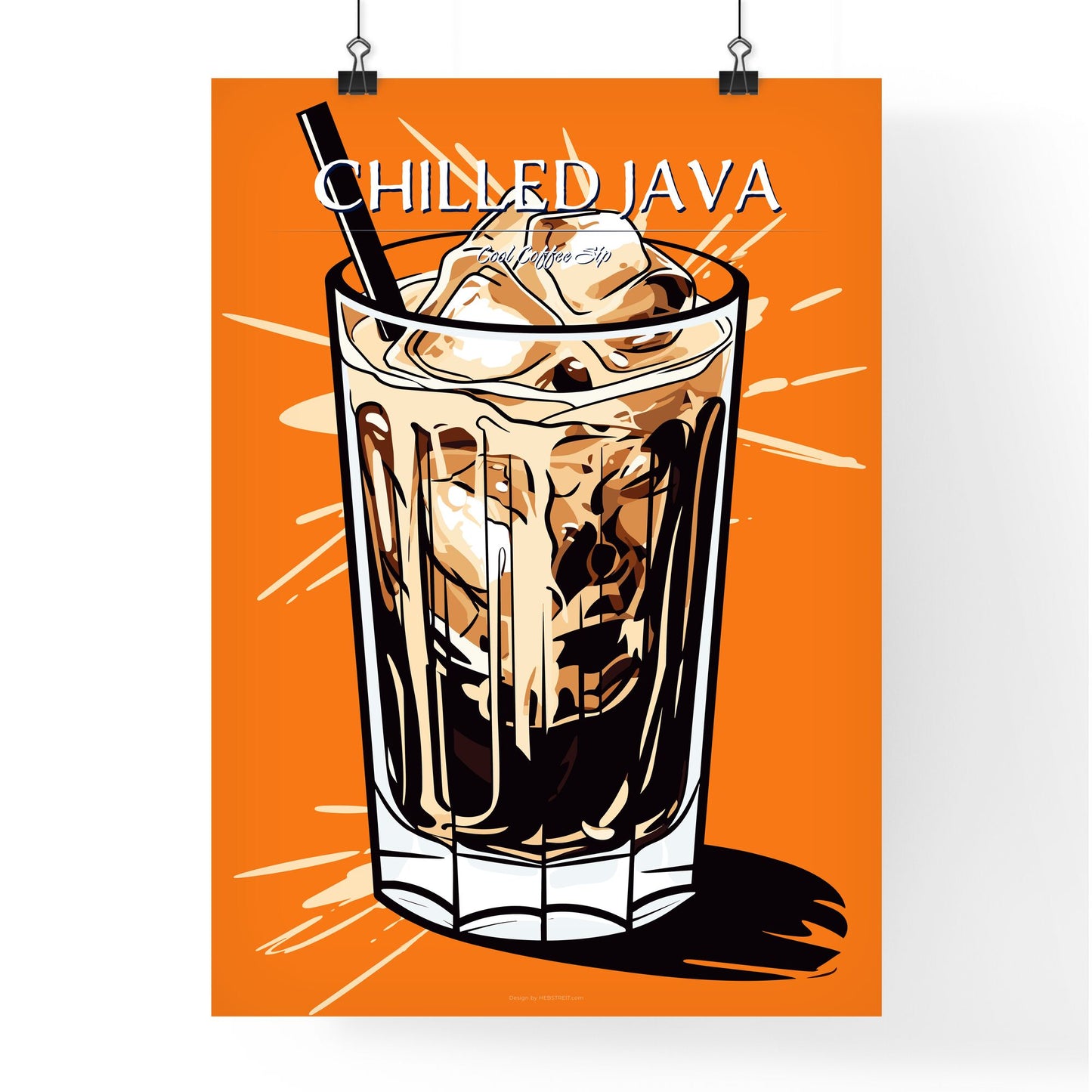 Cold Coffee Drink With Ice And Splashes - A Glass Of Liquid With Ice Cubes And Straw Default Title