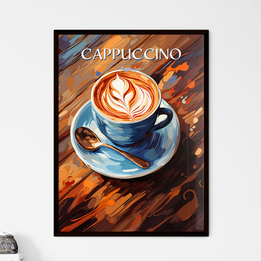 Cup Of Cappuccino Coffee On Wooden Background - A Cup Of Coffee With A Spoon Default Title