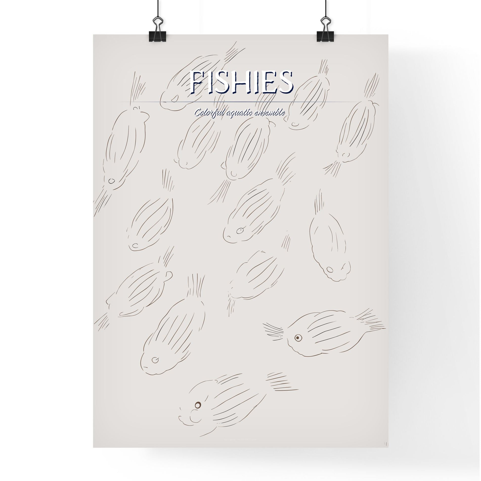 Floating Fish - A Group Of Fish Drawn On A White Background Default Title