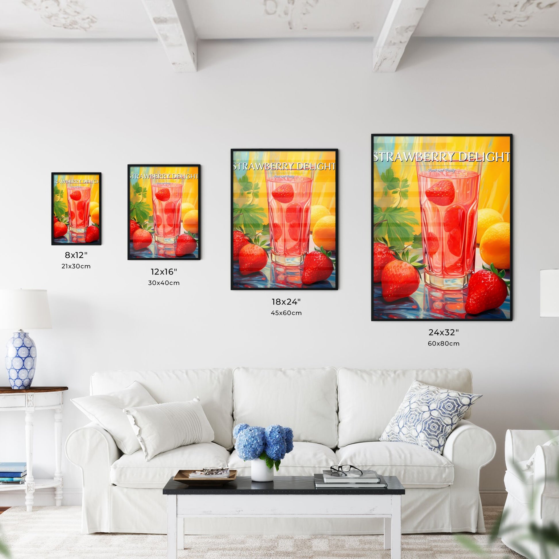 Glass Of Strawberry Juice And Fruit Art Print Default Title