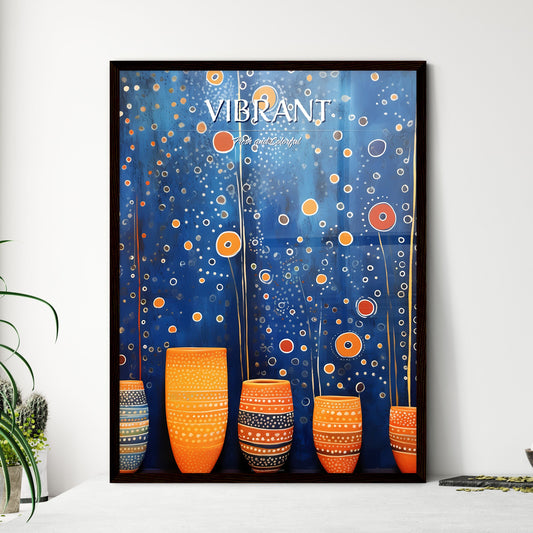 Group Of Orange And Blue Vases Art Print Default Title
