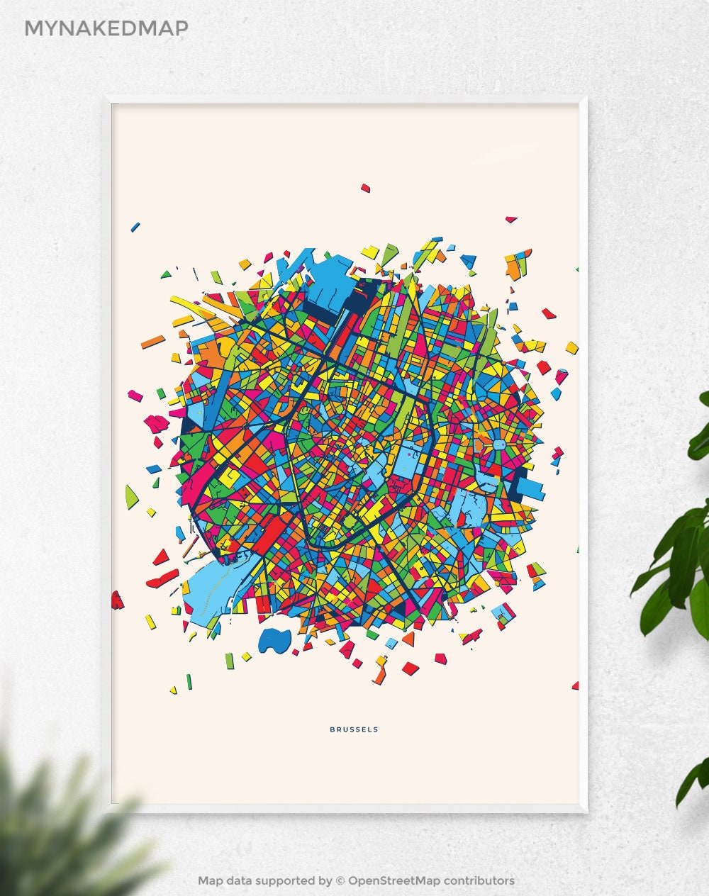 Brussels Belgium Art Map, Vibrant Cityscapes of Europe, Perfect Decor for Home and Business