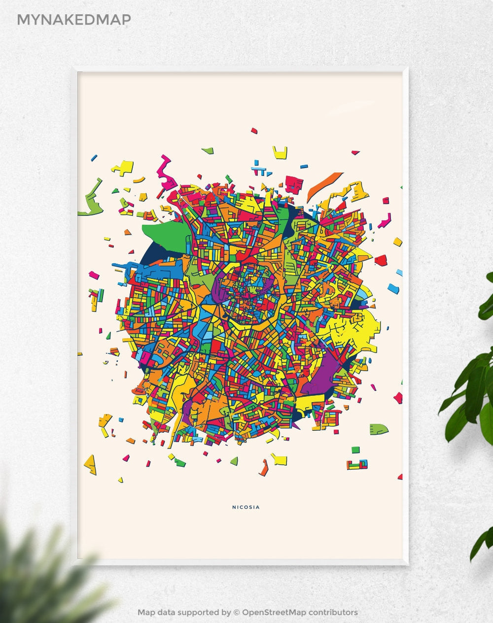 Nicosia Cyprus Art Map, Vibrant Cityscapes of Europe, Perfect Decor for Home and Business