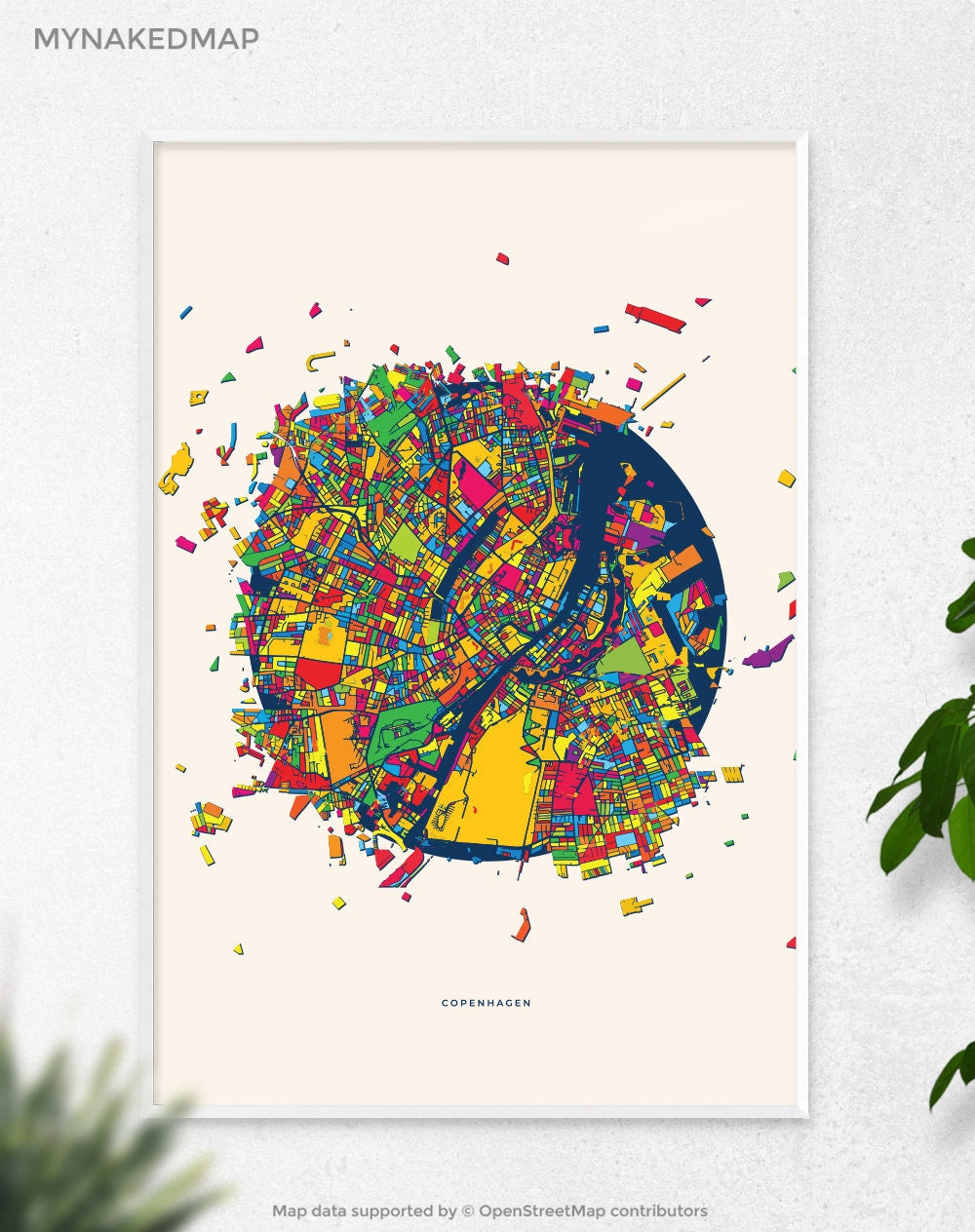 Copenhagen Denmark Art Map, Vibrant Cityscapes of Europe, Perfect Decor for Home and Business