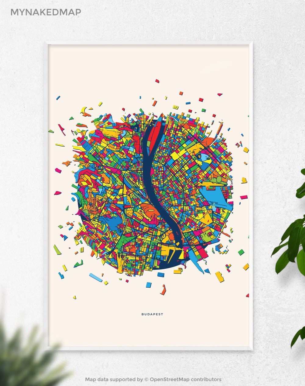 Budapest Hungary Art Map, Vibrant Cityscapes of Europe, Perfect Decor for Home and Business