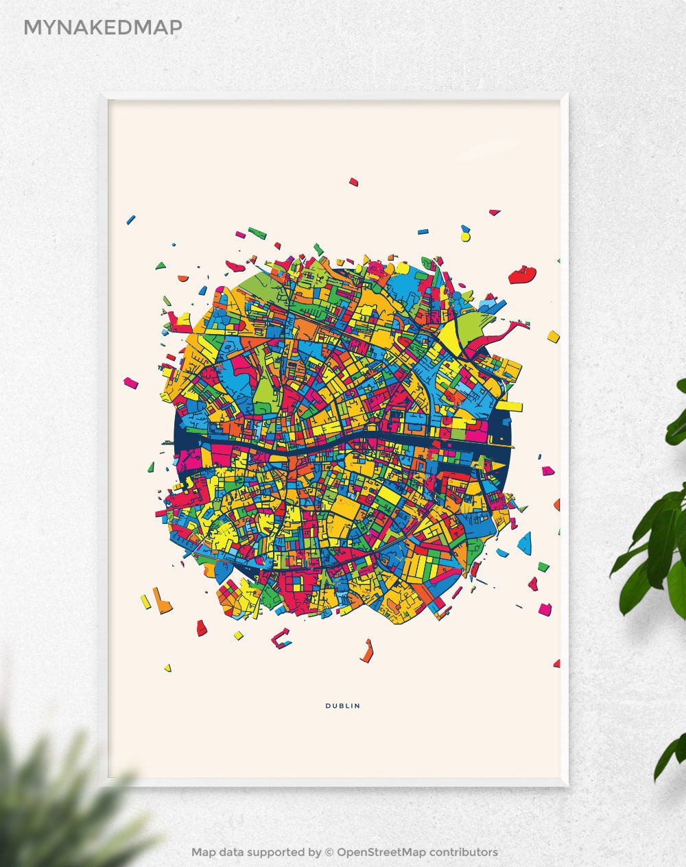 Dublin Ireland Art Map, Vibrant Cityscapes of Europe, Perfect Decor for Home and Business