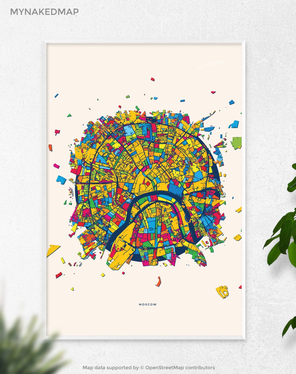 Moscow Russia Art Map, Vibrant Cityscapes of Europe, Perfect Decor for Home and Business