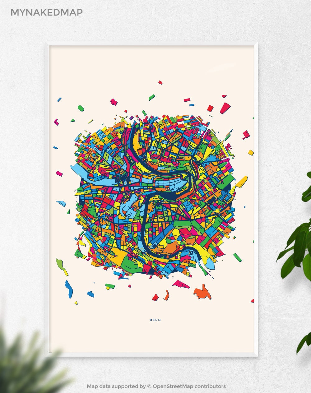 Bern Switzerland Art Map, Vibrant Cityscapes of Europe, Perfect Decor for Home and Business