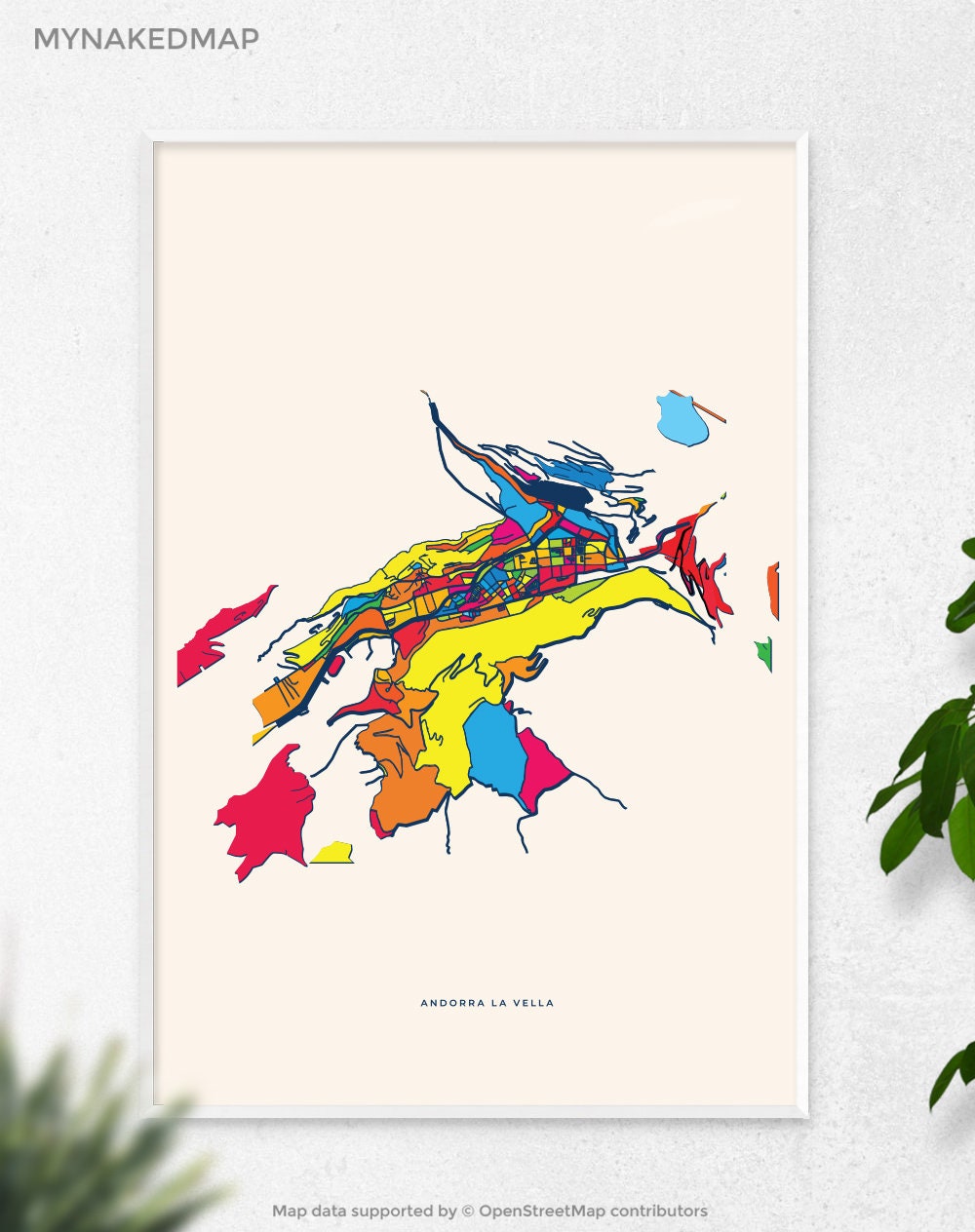 Andorra La Vella Art Map, Vibrant Cityscapes of Europe, Perfect Decor for Home and Business