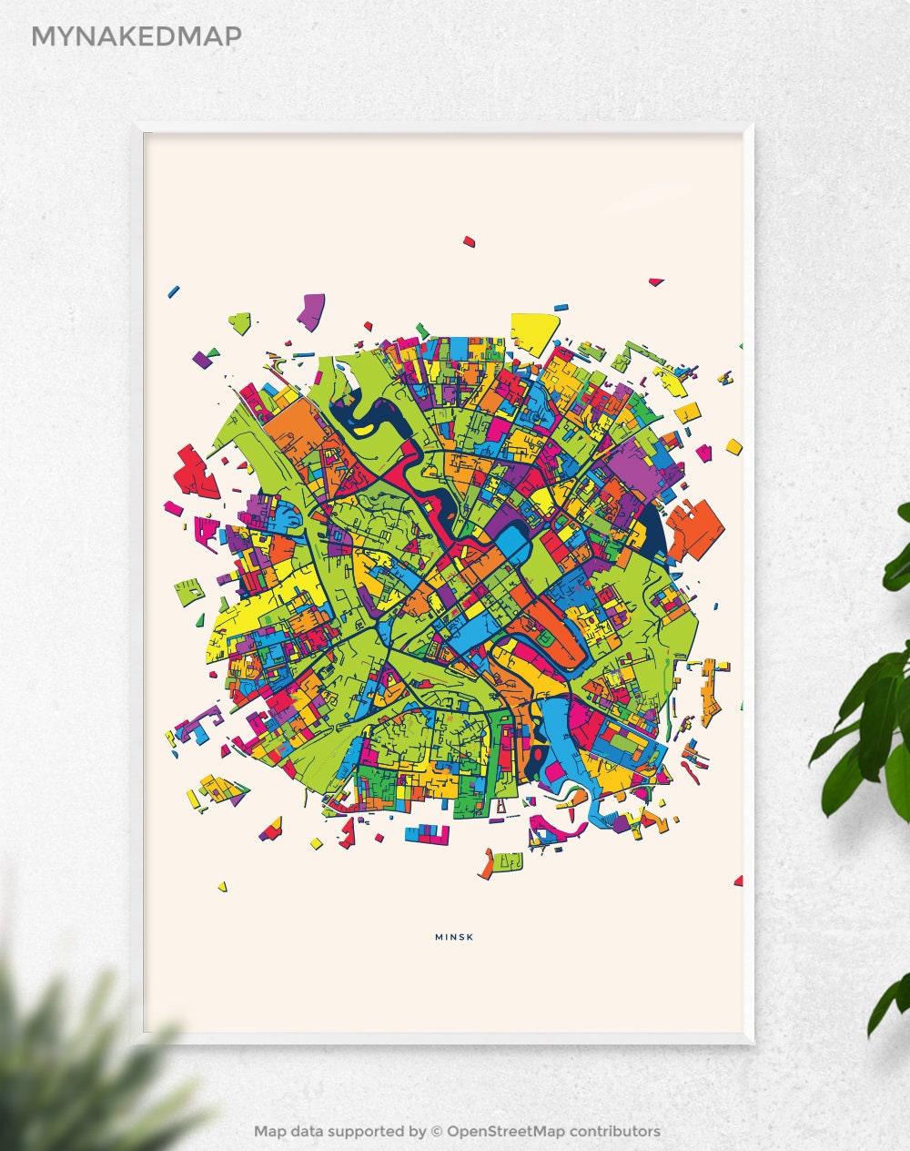 Minsk Belarus Art Map, Vibrant Cityscapes of Europe, Perfect Decor for Home and Business