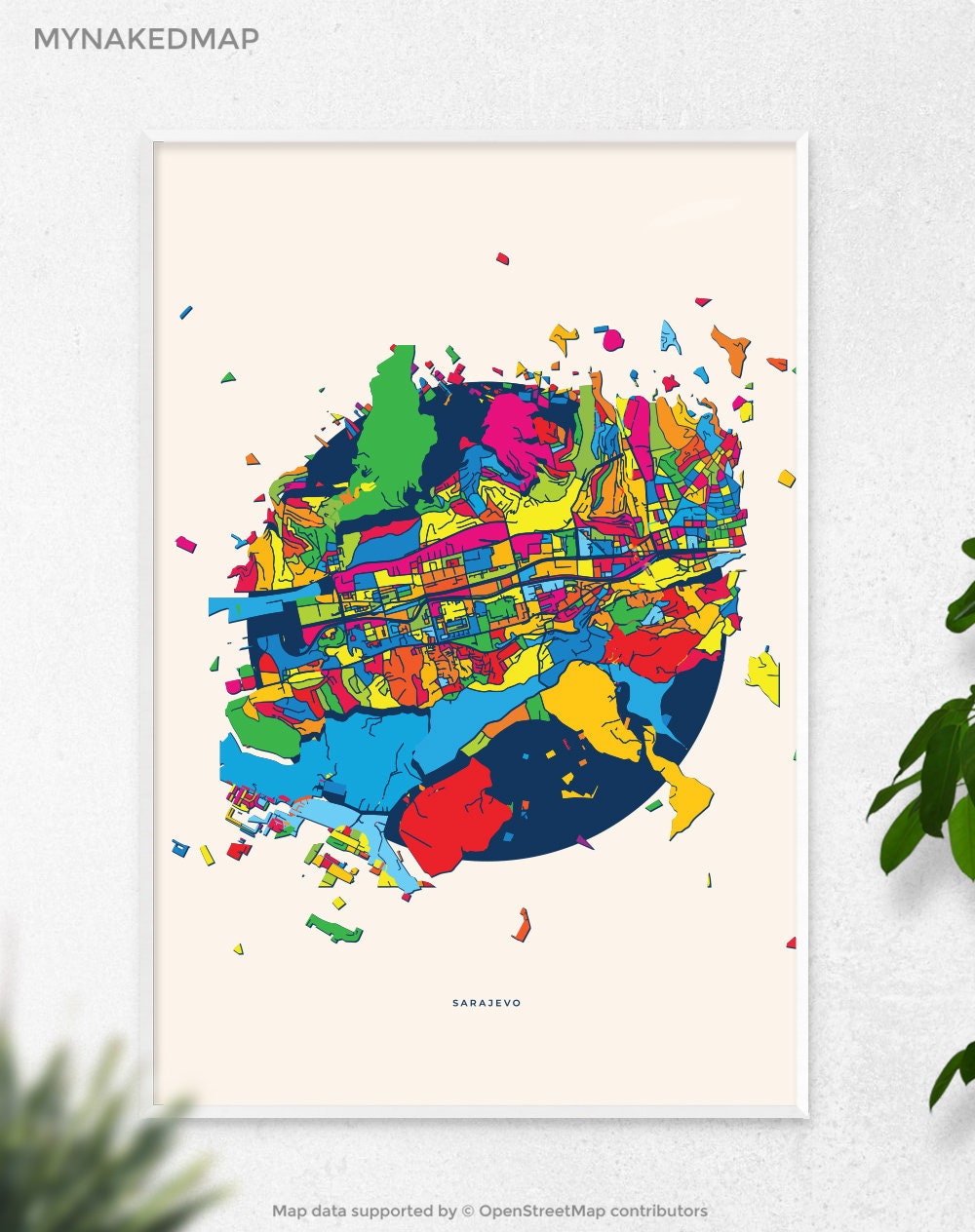 Sarajevo Bosnia And Herzegovina Art Map, Vibrant Cityscapes of Europe, Perfect Decor for Home and Business