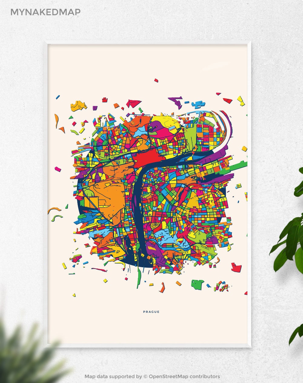 Prague Czech Republic Art Map, Vibrant Cityscapes of Europe, Perfect Decor for Home and Business