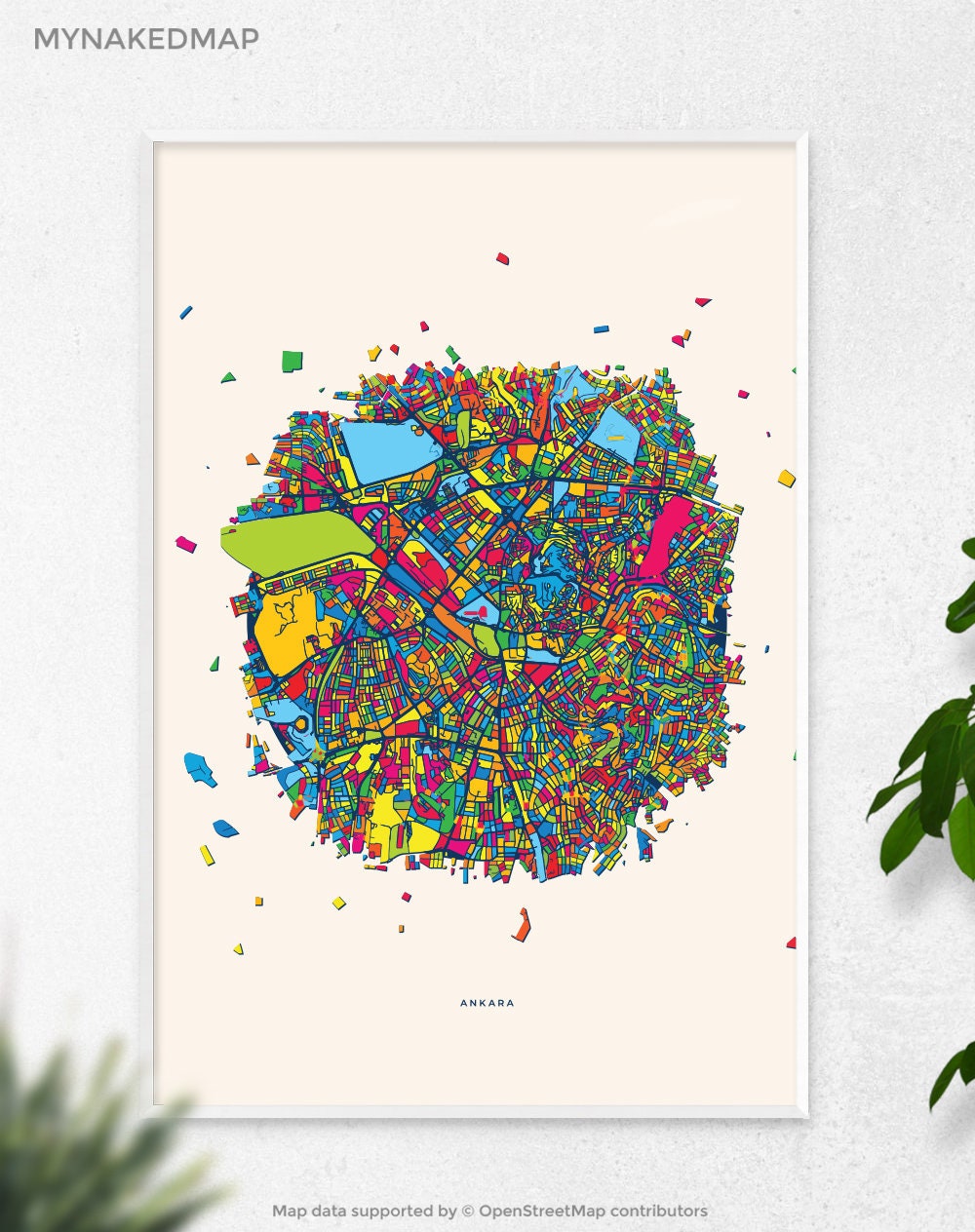 Ankara Turkey Art Map, Vibrant Cityscapes of Europe, Perfect Decor for Home and Business