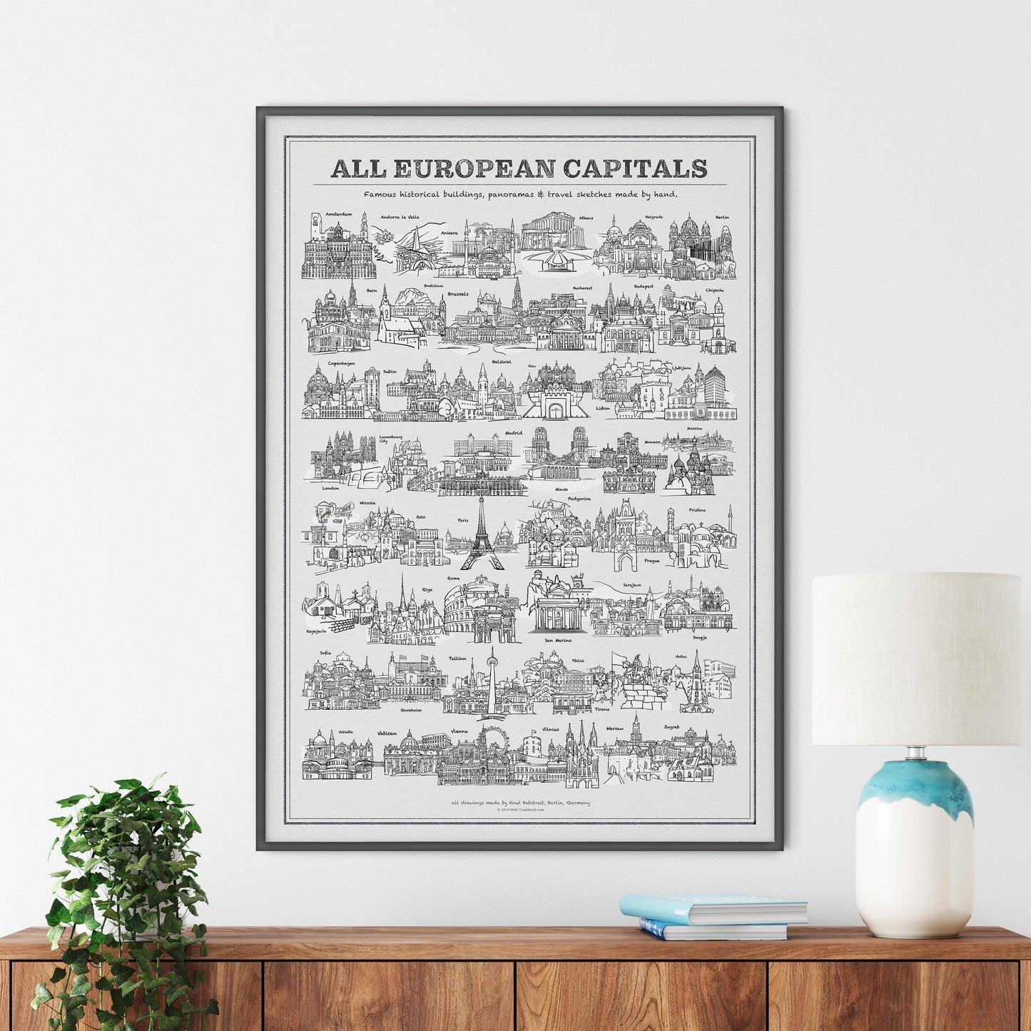 All European Capitals Big Size Art Prin - Framed Art Print