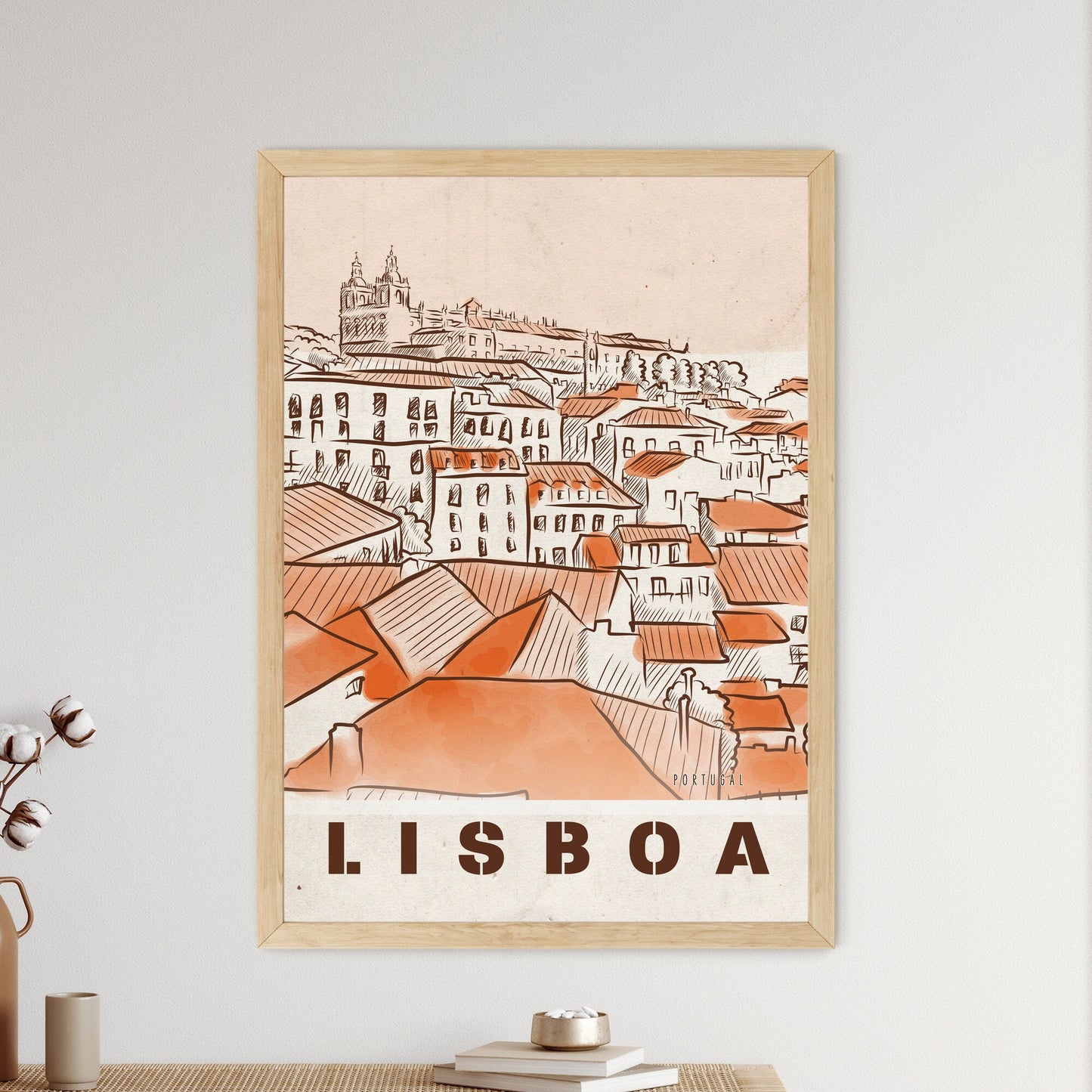 Lisboa Old Town Watercolor Art Prin - Framed Art Print