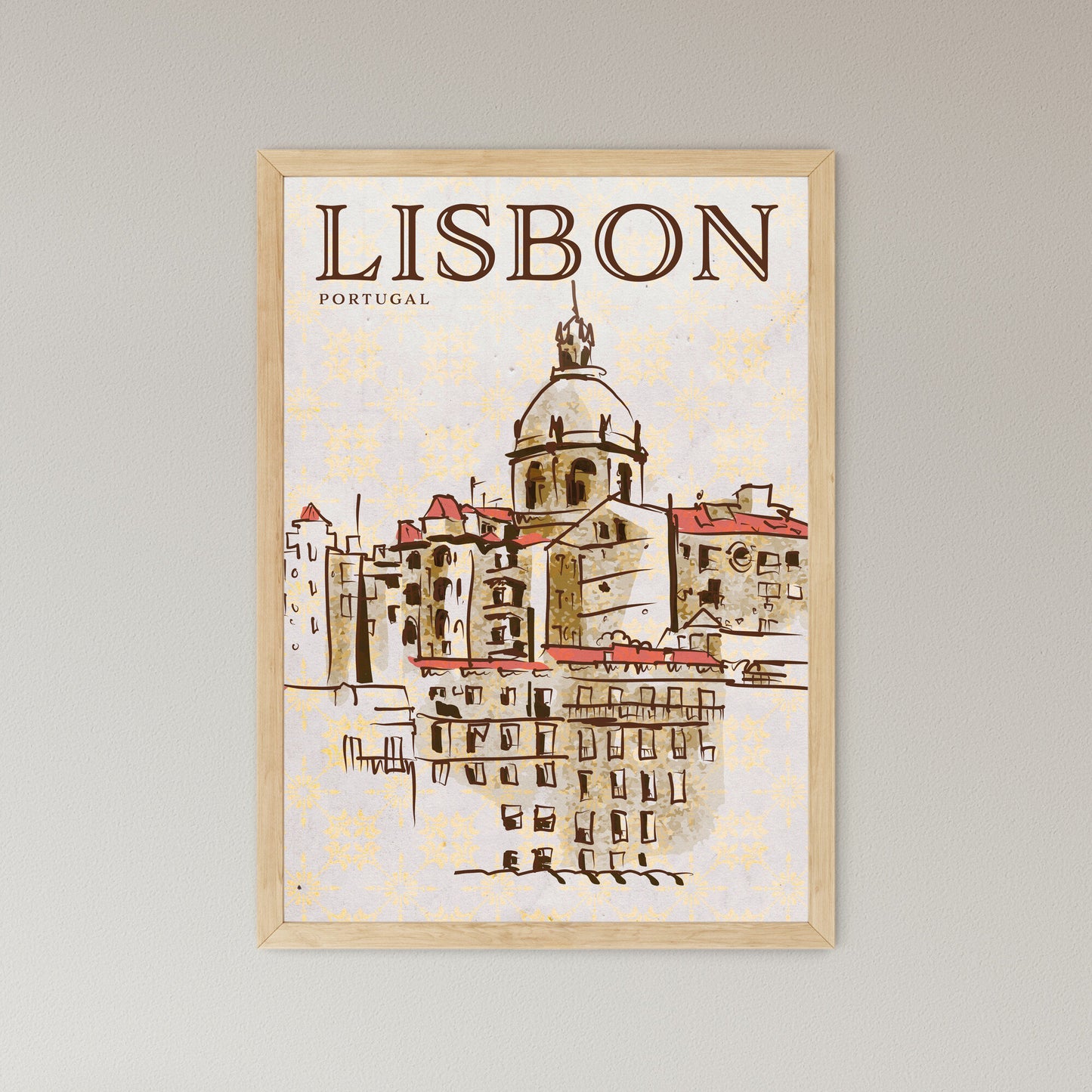 Lisbon Skyline Poster – Perfect Gif - Framed Art Print