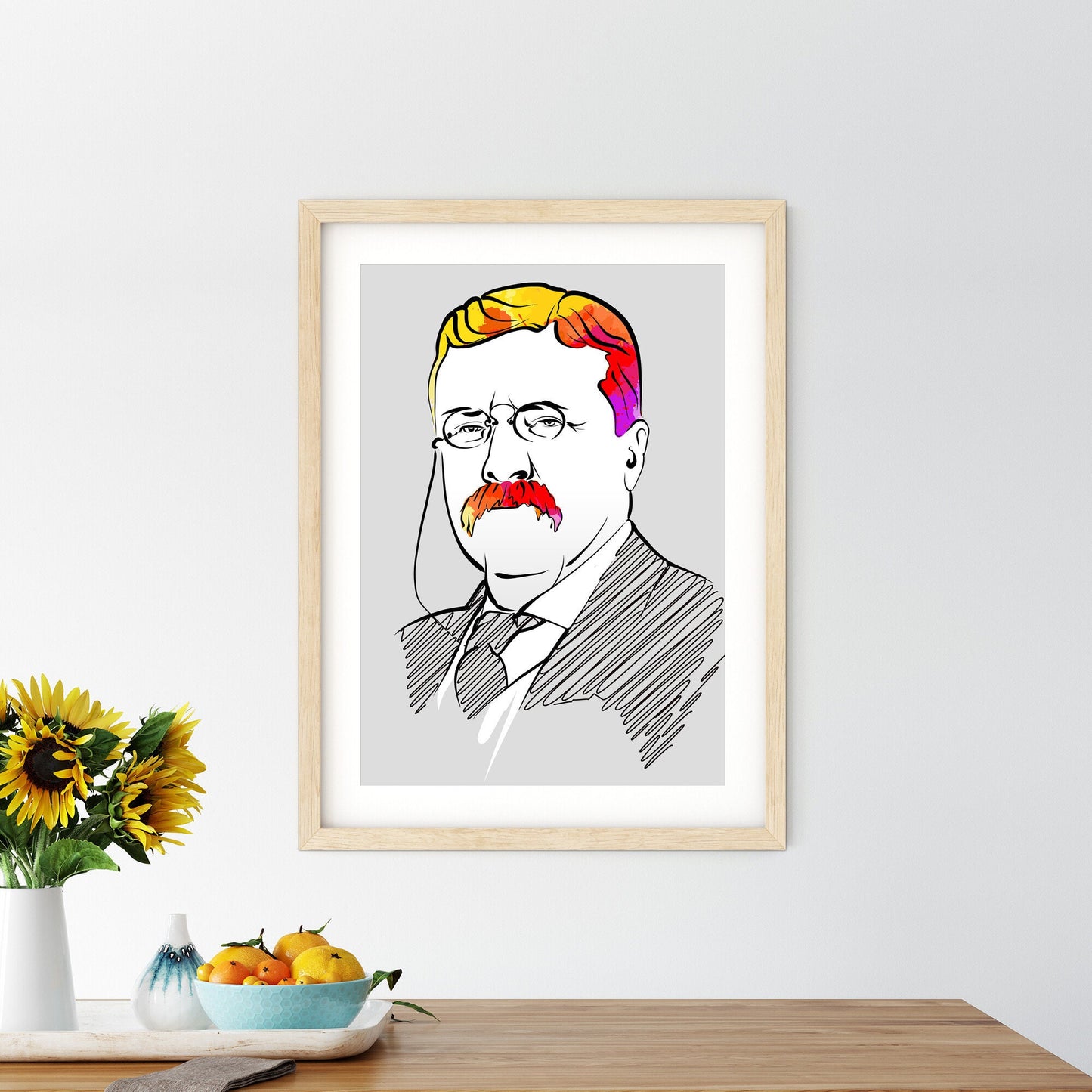 Theodore Roosevelt Portrait Poster With Colo - Framed Art Print