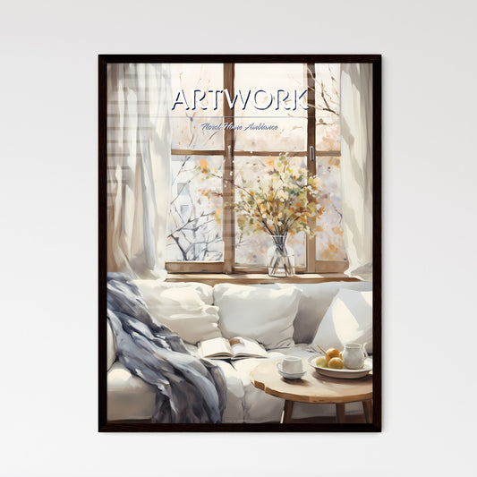 Painting Of A Couch With A Vase Of Flowers And A Book Art Print Default Title