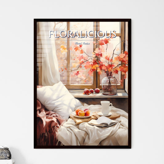 Painting Of A Vase Of Flowers And A Cup Of Coffee On A Bed Art Print Default Title