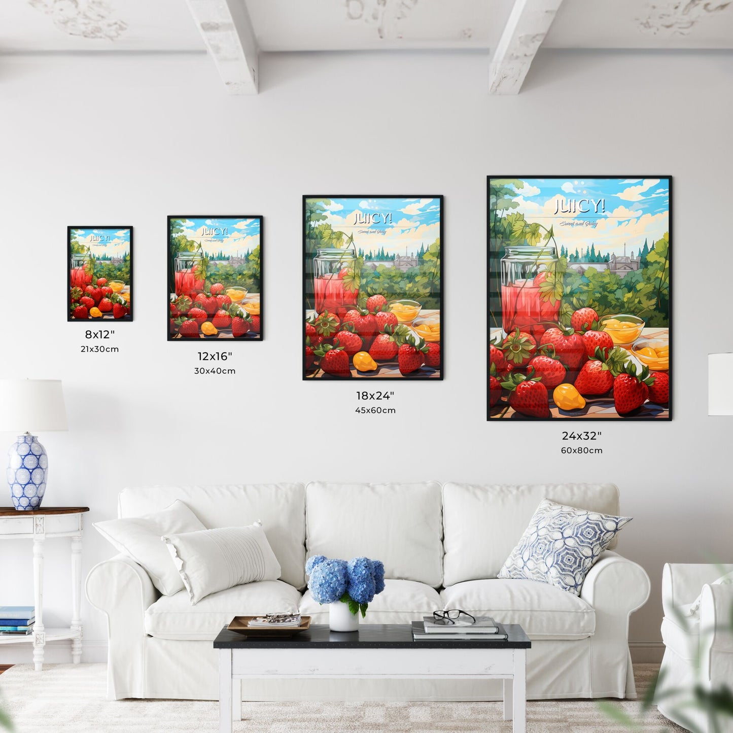 Painting Of Strawberries And A Glass Of Juice Art Print Default Title