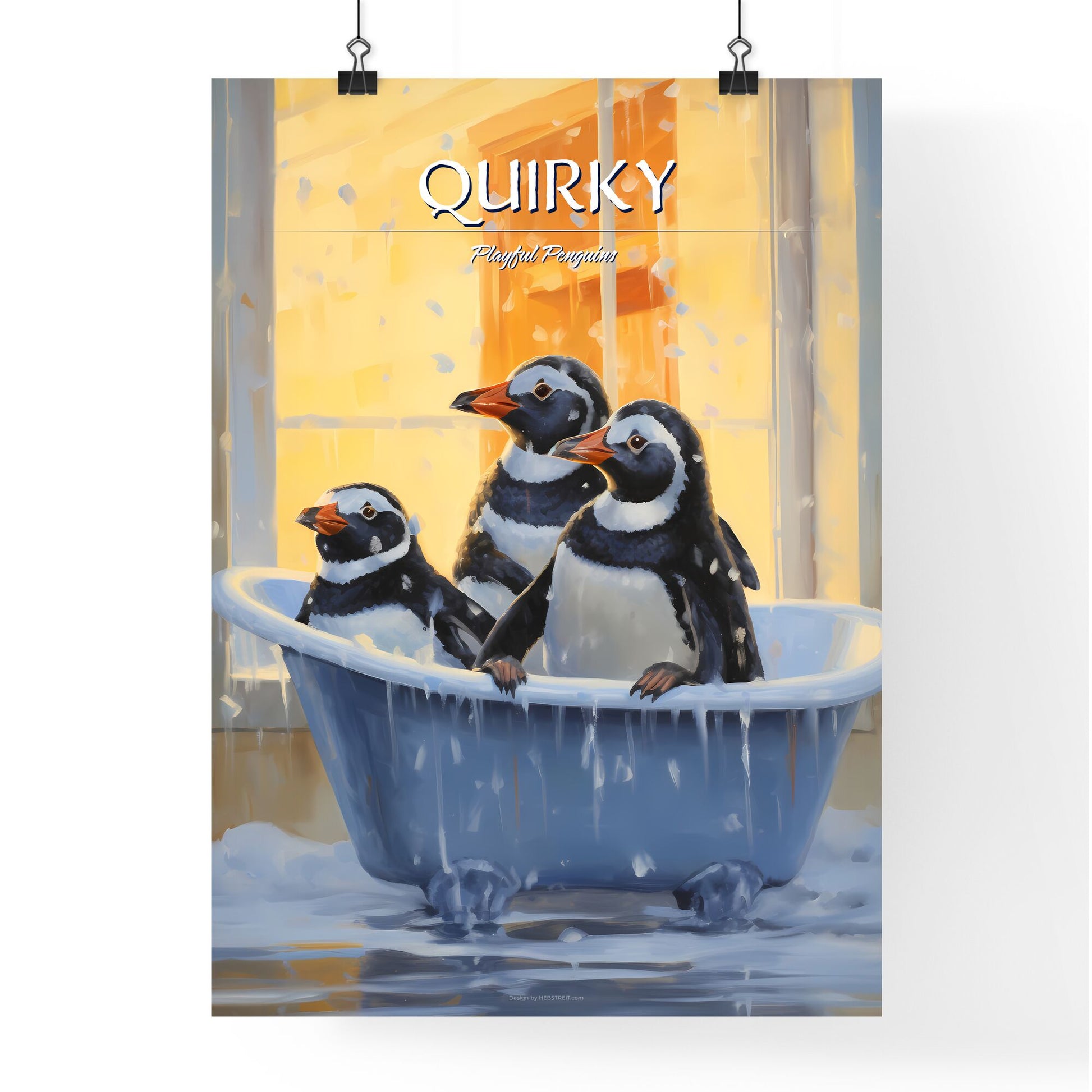 Penguins In A Bathtub Art Print Default Title