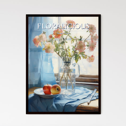 Vase Of Flowers And Apples On A Plate Art Print Default Title