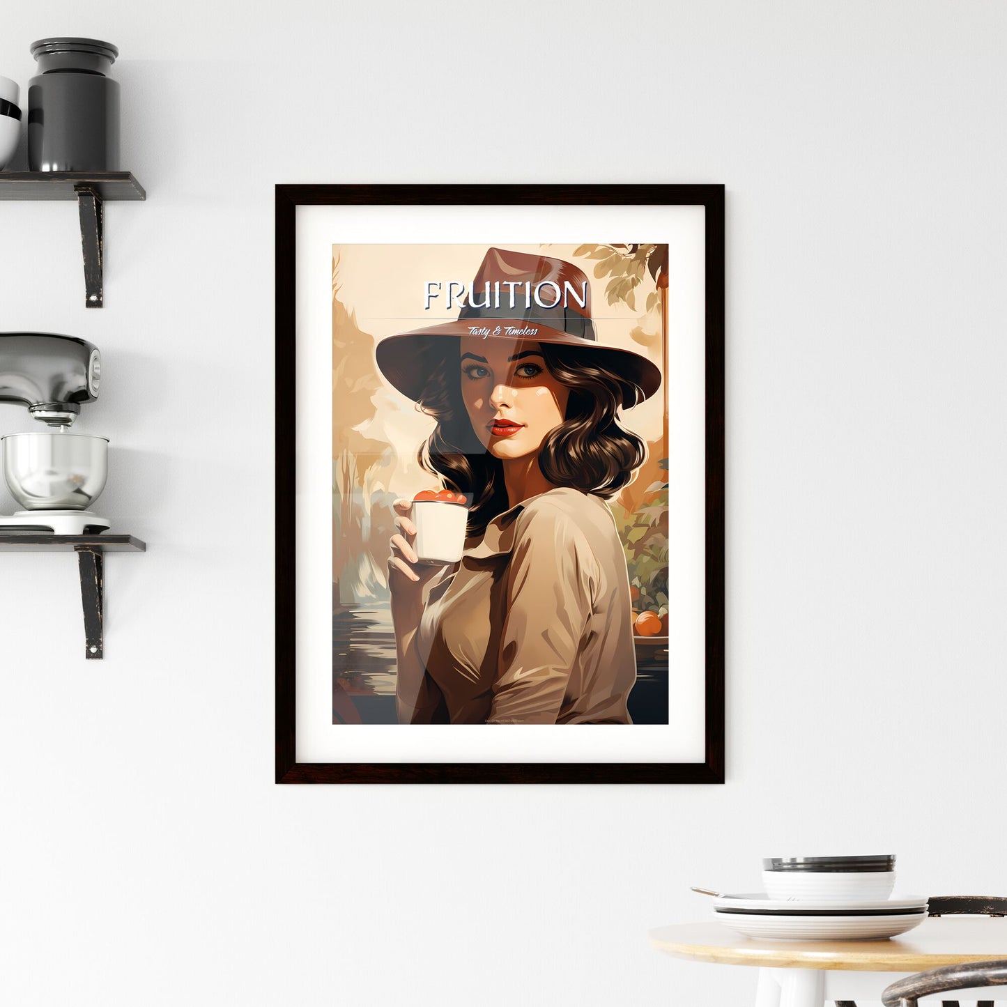 Vintage Advertising - A Woman Wearing A Hat Holding A Cup Of Fruit Default Title