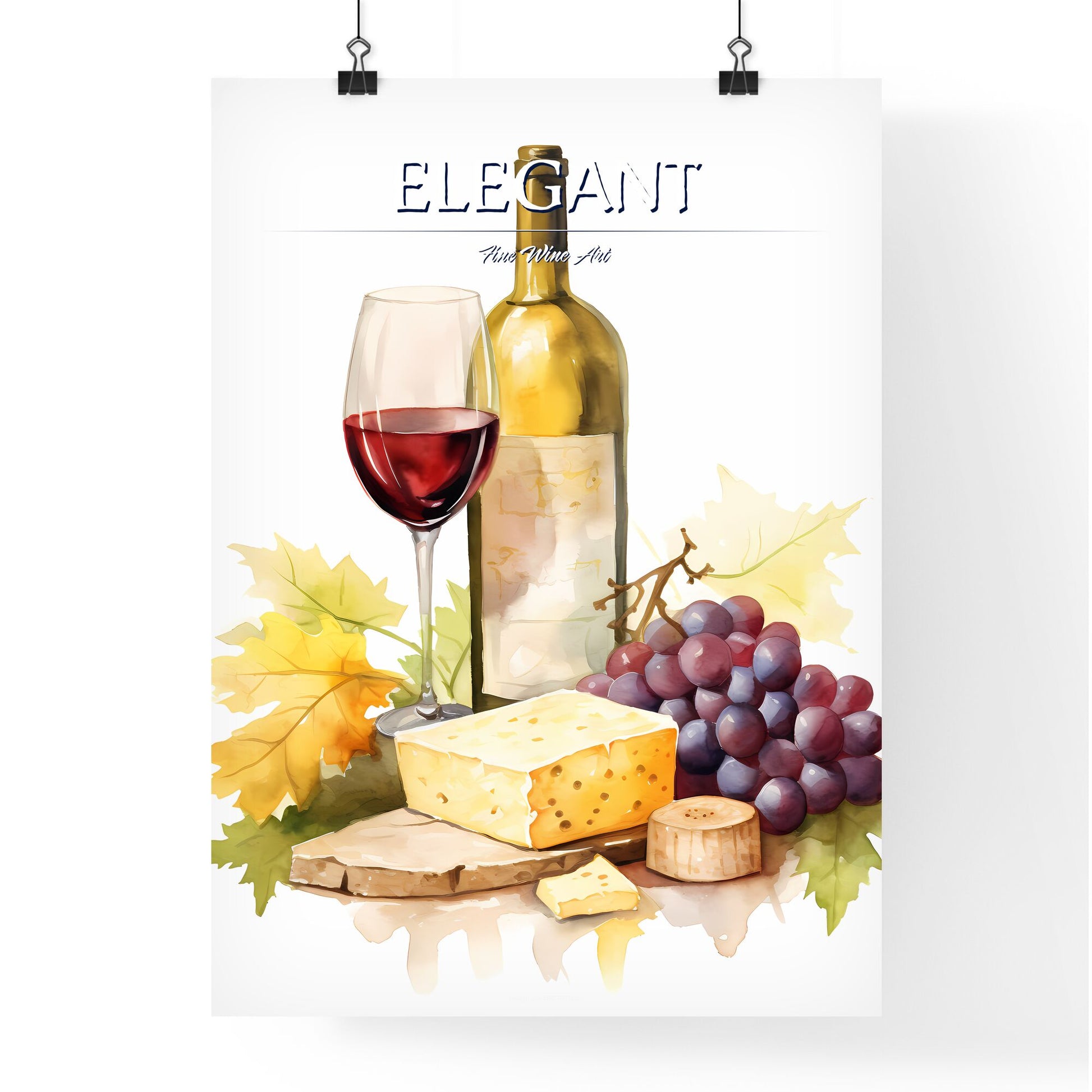 Watercolor Of A Bottle Of Wine And A Glass Of Wine Art Print Default Title